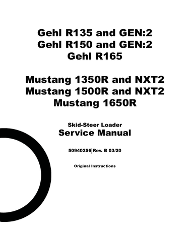 GEHL R135, R150 SKID-STEER LOADER (50940256) SERVICE MANUAL - PDF FILE