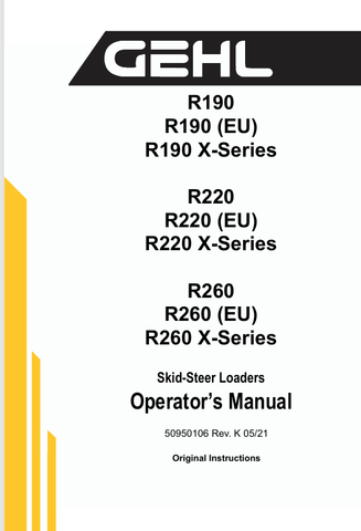 GEHL R190, R220, R260 (50950106) OPERATOR MANUAL PDF DOWNLOAD