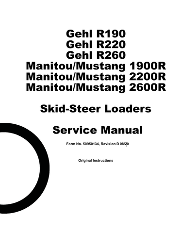 GEHL R190, R220, R260 (50950134) SERVICE MANUAL - PDF FILE