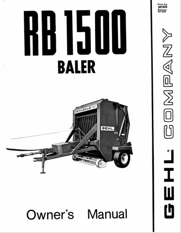 GEHL RB1500 BALER (901645) OPERATOR MANUAL PDF DOWNLOAD