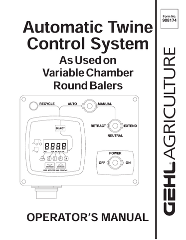 GEHL RB2480, RB2580, RB2680 (908174) OPERATOR MANUAL PDF DOWNLOAD