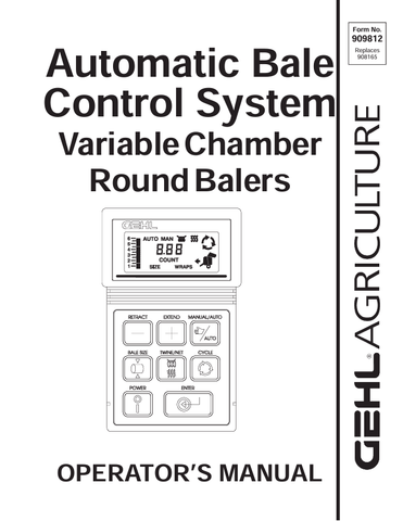 GEHL RB2580, RB2680, RB2780 (909812) OPERATOR MANUAL PDF DOWNLOAD