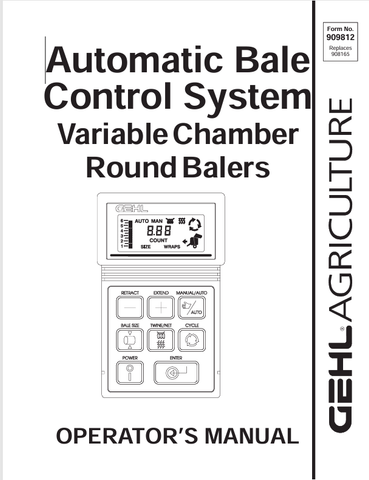 GEHL RB2580, RB2680, RB2880 (909812A) OPERATOR MANUAL - PDF FILE