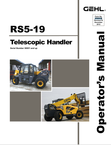 GEHL RS5-19 (50960010B) OPERATOR MANUAL PDF DOWNLOAD