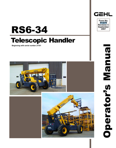 GEHL RS6-34 TELESCOPIC HANDLERS (913270C) OPERATOR MANUAL PDF DOWNLOAD