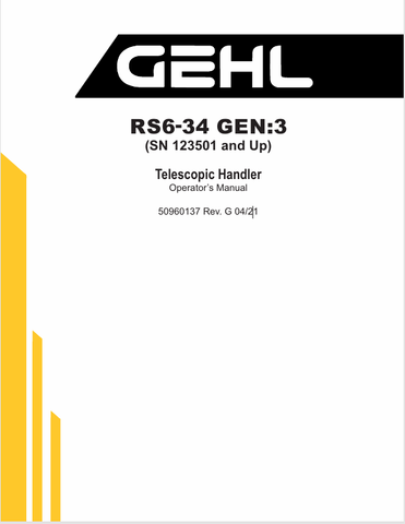 GEHL RS6-34 TELESCOPIC HANDLER (50960137) OPERATOR MANUAL PDF DOWNLOAD