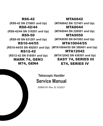 GEHL RS6-42, RS8-42/44, RS9-50 (50960181) SERVICE MANUAL PDF DOWNLOAD