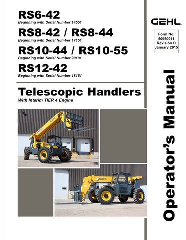 GEHL RS6-42, RS8-42, RS8-44 (50960011D) OPERATOR MANUAL - PDF FILE