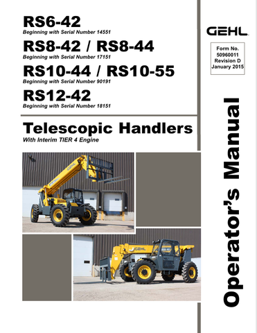 GEHL RS6-42, RS8-42, RS8-44 (50960011D) OPERATOR MANUAL PDF DOWNLOAD