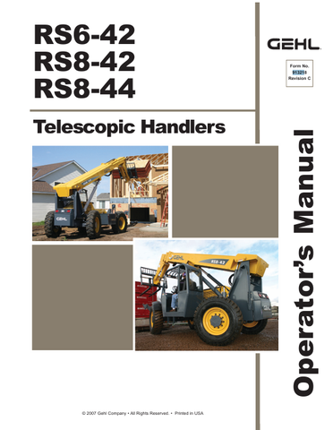 GEHL RS6-42, RS8-42, RS8-44 (913218C) OPERATOR MANUAL PDF DOWNLOAD