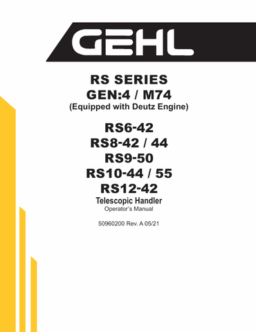 GEHL RS SERIES TELESCOPIC (50960200) OPERATOR MANUAL - PDF FILE