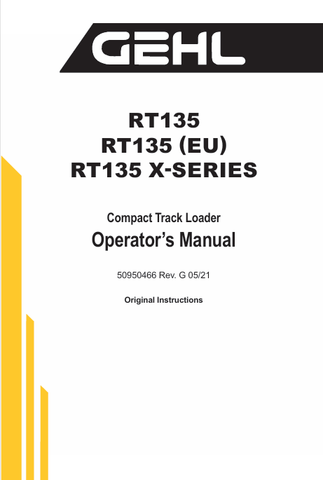 GEHL RT135 (50950466) OPERATOR MANUAL PDF DOWNLOAD