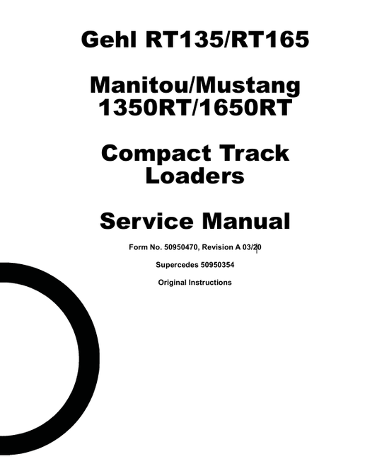 GEHL RT135, RT165 COMPACT (50950470) SERVICE MANUAL - PDF FILE