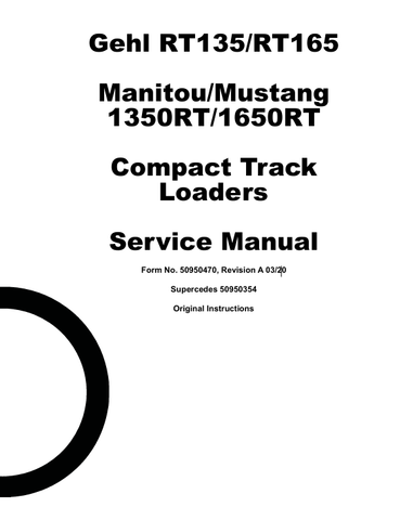GEHL RT135, RT165 COMPACT (50950470) SERVICE MANUAL - PDF FILE