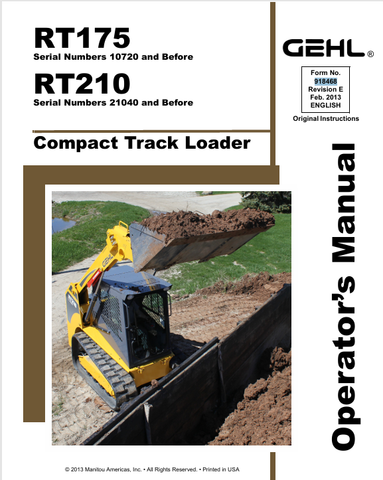 GEHL RT175, RT210 (918468E) OPERATOR MANUAL PDF DOWNLOAD