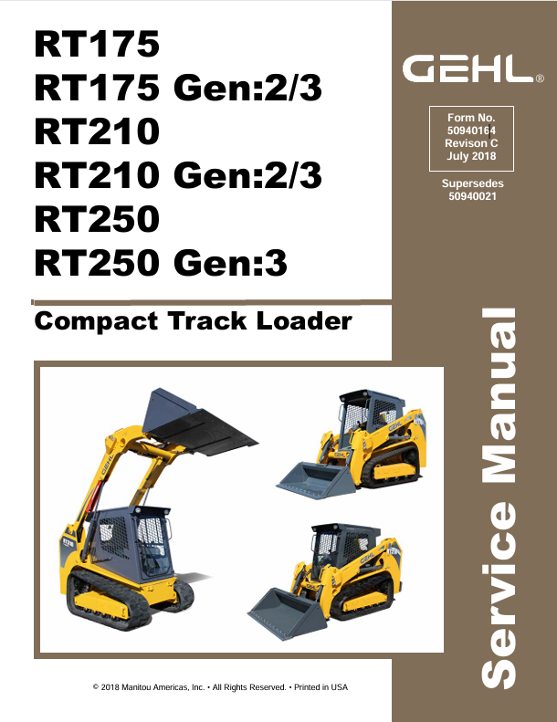 GEHL RT175, RT210, RT250 (50940164) SERVICE MANUAL - PDF FILE