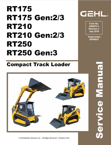 GEHL RT175, RT210, RT250 (50940164) SERVICE MANUAL - PDF FILE