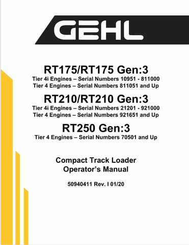 GEHL RT175, RT210, RT250 (50940411) OPERATOR MANUAL PDF DOWNLOAD