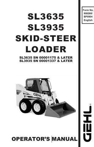 GEHL SL3635, SL3935 (908268) OPERATOR MANUAL PDF DOWNLOAD