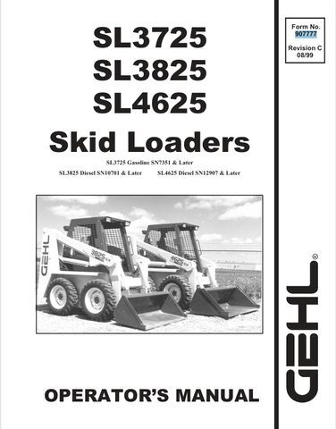 GEHL SL3725, SL3825, SL4625 (907777C) OPERATOR MANUAL PDF DOWNLOAD