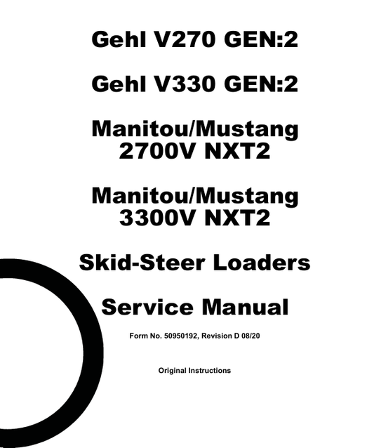 GEHL V270 GEN 2, V330 SERVICE REPAIR MANUAL 50950192 PDF DOWNLOAD