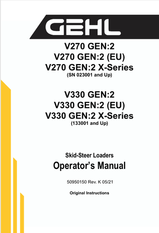 GEHL V270, V330 (50950150) OPERATOR MANUAL PDF DOWNLOAD