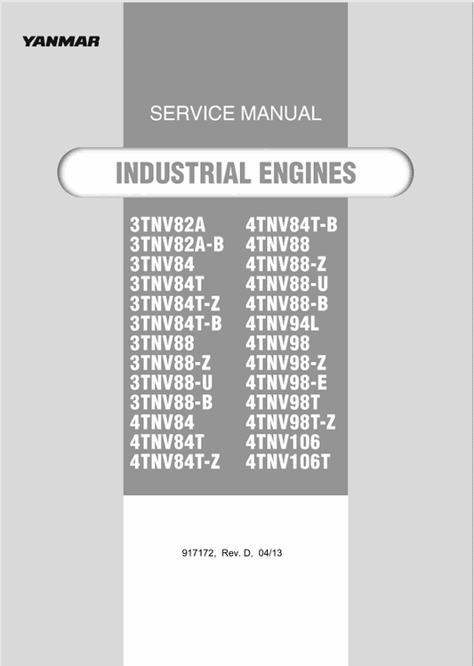 GEHL YANMAR ENGINES, TIER SERVICE MANUAL 917172D PDF DOWNLOAD