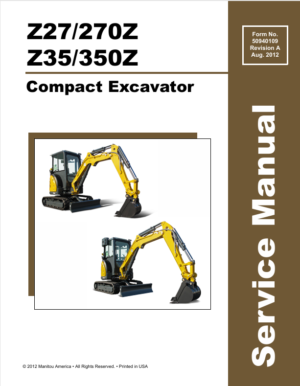 GEHL Z27, 270Z, Z35, 350Z (50940109A) SERVICE MANUAL - PDF FILE