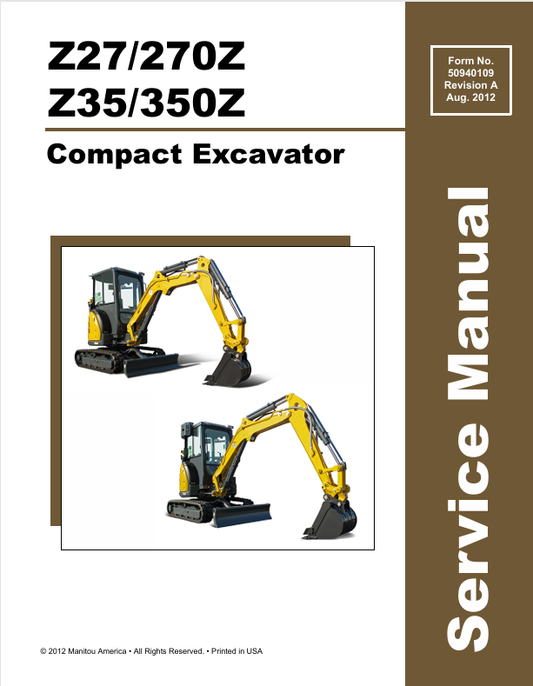 GEHL Z27, 270Z, Z35, 350Z (50940109A) SERVICE MANUAL - PDF FILE