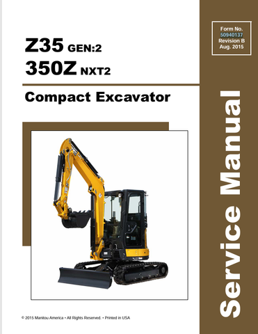 GEHL Z35, 350Z COMPACT EXCAVATOR (50940137B) SERVICE MANUAL - PDF FILE