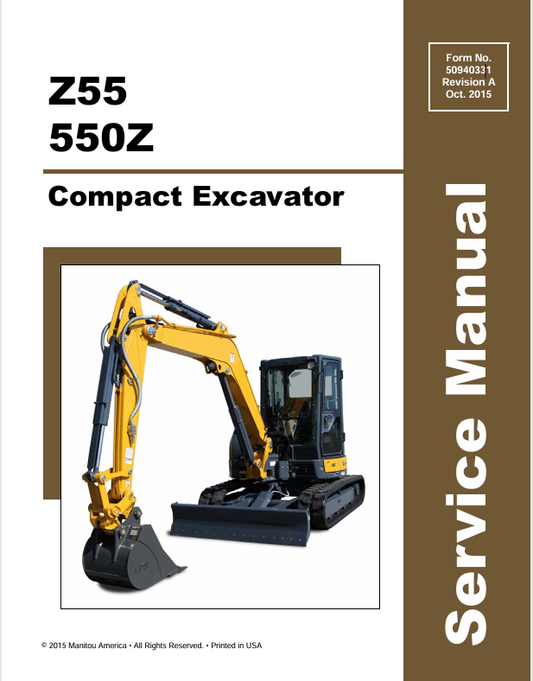 GEHL Z55, 550Z COMPACT EXCAVATOR (50940331A) SERVICE MANUAL - PDF FILE