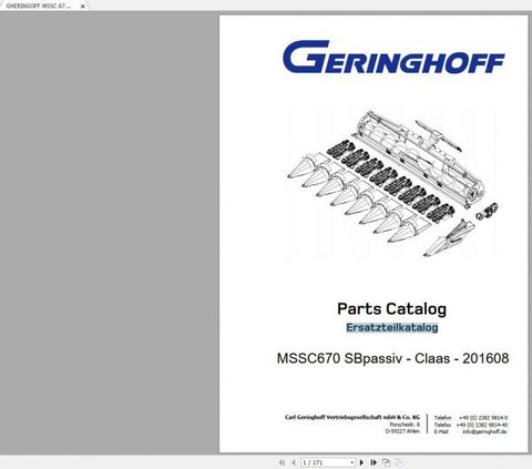 Discover the GHERINGOFF MSSC 670 SBPASSIV CLAAS 201608 Original 1717 Spare Parts Catalogue Manual, a comprehensive PDF resource designed for efficient maintenance and repair of your machinery. This manual provides detailed diagrams and specifications