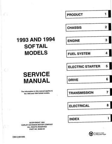 Unlock the full potential of your 1993 and 1994 Harley-Davidson Softail with the comprehensive Service Manual (99482-94) in PDF format. This essential guide provides detailed maintenance procedures, troubleshooting tips, and wiring diagrams, ensuring you have everything you need to keep your bike running smoothly. Whether you're a seasoned mechanic or a DIY enthusiast, this manual is your go-to resource for expert insights and step-by-step instructions, making repairs and upgrades easier than ever. Don't mi