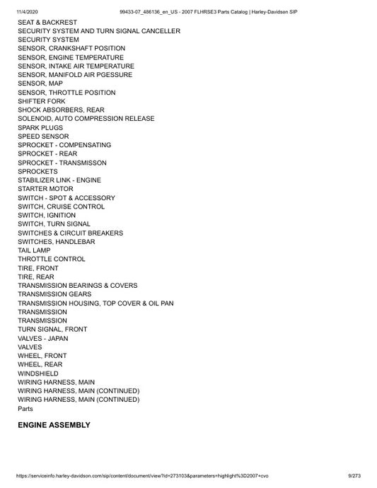 Unlock the full potential of your 2007 Harley-Davidson FLHRSE3 with the comprehensive Parts Catalog Manual (99433-07) in PDF format. This essential resource provides detailed diagrams and specifications for every component, ensuring you have the information needed for maintenance, repairs, and upgrades. Whether you're a seasoned mechanic or a passionate DIY enthusiast, this manual is your go-to guide for keeping your bike in peak condition. Don't miss out on the opportunity to enhance your riding experience