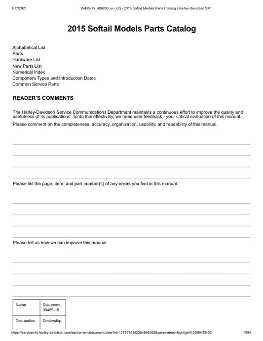 Unlock the full potential of your 2015 Harley-Davidson Softail with the comprehensive Parts Catalog Manual (99455-15) in PDF format. This essential resource provides detailed diagrams, part numbers, and specifications, making it easier than ever to find the right components for your bike. Whether you're a seasoned mechanic or a DIY enthusiast, this manual ensures you have the information you need to maintain and customize your ride with confidence. Don't miss out on the opportunity to enhance your Harley ex