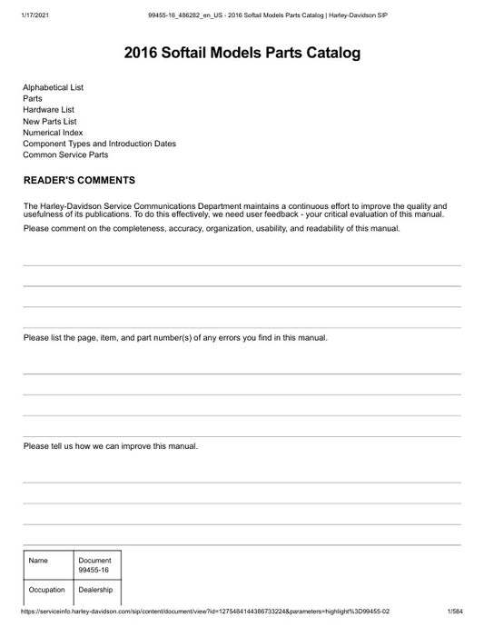 Unlock the full potential of your 2016 Harley-Davidson Softail with the comprehensive Parts Catalog Manual (99455-16) in PDF format. This essential resource provides detailed diagrams, part numbers, and specifications, making it easier than ever to find the right components for your bike. Whether you're a seasoned mechanic or a DIY enthusiast, this manual ensures you have the information you need to maintain and customize your ride with confidence. Don't miss out on the opportunity to enhance your Harley ex