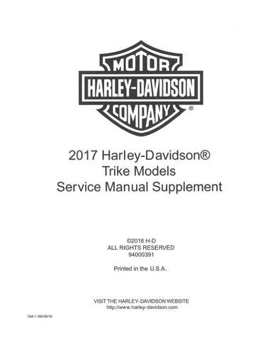 Unlock the full potential of your 2017 Harley-Davidson Trike with the comprehensive Supplement Service Manual (94000391) in PDF format. This essential guide provides detailed instructions, diagrams, and troubleshooting tips to ensure your trike runs smoothly and efficiently. Whether you're a seasoned mechanic or a DIY enthusiast, this manual is designed to help you maintain and repair your vehicle with confidence. Don't miss out on the opportunity to enhance your riding experience download your copy today a