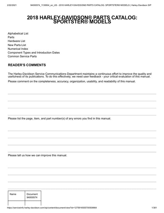 Unlock the full potential of your 2018 Harley-Davidson Sportster with the comprehensive Parts Catalog Manual (94000574) in PDF format. This essential resource provides detailed diagrams, part numbers, and specifications, making it easier than ever to find the right components for your bike. Whether you're a seasoned mechanic or a DIY enthusiast, this manual ensures you have the information you need to maintain and customize your Sportster with confidence. Don't miss out on the opportunity to enhance your ri