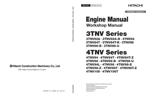  Unlock the full potential of your HITACHI 3TNV and 4TNV series engines with the comprehensive Service Manual EWADB-EN-00, available in a convenient PDF format. This essential guide provides detailed insights into maintenance, troubleshooting, and repair procedures, ensuring your engine operates at peak performance. With easy navigation and clear illustrations, this manual is an invaluable resource for both professionals and DIY enthusiasts, helping you save time and money on repairs. Don't miss out on the 