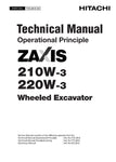 Unlock the full potential of your HITACHI ZAXIS ZX210W-3 and ZX220W-3 Wheel Excavators with our comprehensive Technical Manual (TOCJB-E-00). This PDF file is an essential resource for operators and maintenance professionals, providing detailed insights into the machinery's specifications, features, and operational guidelines.