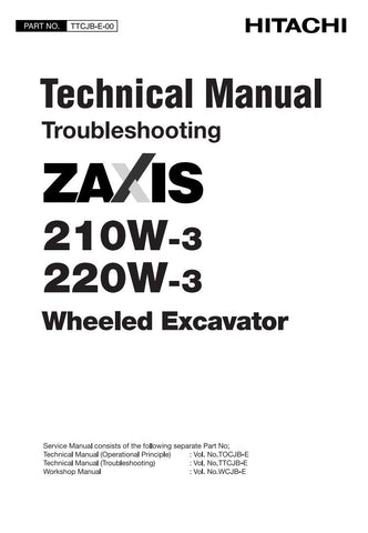 Discover the HITACHI ZAXIS ZX210W-3 & ZX220W-3 Wheel Excavator Technical Manual, a comprehensive PDF guide designed for operators and technicians alike. This essential resource provides detailed specifications, maintenance procedures, and troubleshooting tips to ensure optimal performance and longevity of your excavator. With easy navigation and clear illustrations, this manual empowers you to maximize efficiency on the job site, making it an indispensable tool for anyone working with these powerful machine