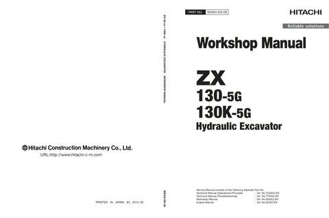 Unlock the full potential of your HITACHI ZX130-5G and ZX130K-5G excavators with the comprehensive Workshop Manual (WDAG-EN-00) in PDF format, dated September 1, 2016. This essential resource provides detailed insights into maintenance, troubleshooting, and repair procedures, ensuring your machinery operates at peak performance. With easy navigation and clear illustrations, this manual is designed for both seasoned professionals and newcomers alike, making it an invaluable addition to your equipment toolki