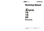 Unlock the full potential of your HITACHI ZX16, ZX18, and ZX25 excavators with the comprehensive Workshop Manual W1LN-E-01, available in a convenient PDF format. This essential guide provides detailed schematics, maintenance tips, and troubleshooting advice, ensuring your machinery operates at peak performance. Perfect for both seasoned professionals and DIY enthusiasts, this manual is your go-to resource for efficient repairs and upkeep, helping you save time and money while extending the life of your equi