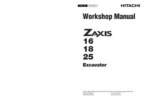 Unlock the full potential of your HITACHI ZX16, ZX18, and ZX25 excavators with the comprehensive Workshop Manual W1LN-E-01, available in a convenient PDF format. This essential guide provides detailed schematics, maintenance tips, and troubleshooting advice, ensuring your machinery operates at peak performance. Perfect for both seasoned professionals and DIY enthusiasts, this manual is your go-to resource for efficient repairs and upkeep, helping you save time and money while extending the life of your equi