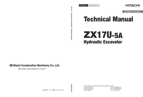 Unlock the full potential of your HITACHI ZX17U-5A Excavator with the comprehensive Technical Manual (TABA90-EN-00). This PDF file, dated November 7, 2017, serves as an essential resource for operators and technicians alike, providing detailed insights into maintenance, troubleshooting, and operational guidelines. Enhance your efficiency and ensure optimal performance with this indispensable guide, designed to keep your excavator running smoothly and effectively. Don't miss out on the opportunity to elevate