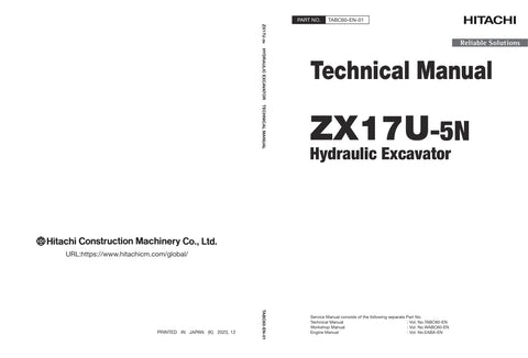 Unlock the full potential of your HITACHI ZX17U-5N Excavator with the comprehensive Technical Manual TABC60-EN-01 (2023.12.27) in PDF format. This essential guide provides detailed insights into the machine's specifications, maintenance procedures, and troubleshooting tips, ensuring optimal performance and longevity. Perfect for operators and technicians alike, this manual is your go-to resource for maximizing efficiency and minimizing downtime. Enhance your excavator's capabilities today with this indispen