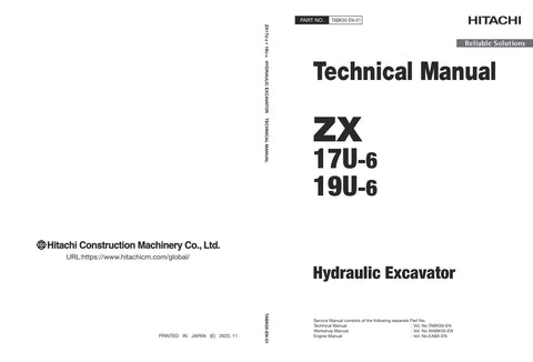 Unlock the full potential of your HITACHI ZX17U-6 and ZX19U-6 excavators with the comprehensive technical manual TABK50-EN-01. This PDF file is an essential resource for operators and technicians, providing detailed specifications, maintenance guidelines, and troubleshooting tips to ensure optimal performance and longevity of your machinery. With easy navigation and clear illustrations, this manual empowers you to tackle any repair or maintenance task with confidence, making it a must-have for anyone lookin