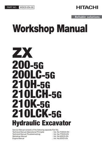 Unlock the full potential of your HITACHI ZX200-5G, ZX210-5G, ZX210LCN-G, and 210K-5G excavators with the comprehensive DIAGRAM WORKSHOP MANUAL WDCD-EN-00 in PDF format. This essential manual provides detailed diagrams and step-by-step instructions, ensuring you have the knowledge to perform maintenance and repairs efficiently. Enhance your operational efficiency and reduce downtime with this invaluable resource, designed specifically for your HITACHI machinery. Don't miss out on the opportunity to keep you