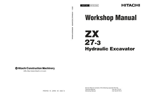 Unlock the full potential of your HITACHI ZX27-3 Excavator with the comprehensive Workshop Manual W1YC-E-00, available in a convenient PDF format. This essential guide provides detailed insights into maintenance, troubleshooting, and repair procedures, ensuring your equipment operates at peak performance. With easy navigation and clear illustrations, this manual is designed for both seasoned professionals and DIY enthusiasts, making it an invaluable resource for keeping your excavator in top condition. Don'