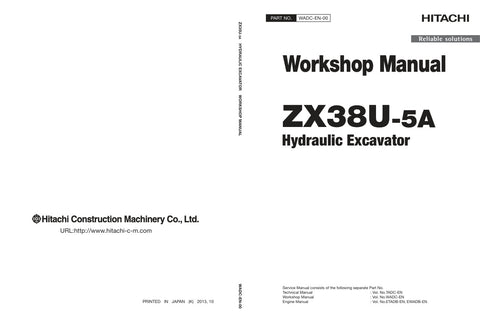 Unlock the full potential of your HITACHI ZX38U-5A Excavator with the comprehensive Workshop Manual WADC-EN-00, available in a convenient PDF format. This essential guide provides detailed instructions, schematics, and troubleshooting tips to ensure optimal performance and maintenance of your equipment. Whether you're a seasoned professional or a DIY enthusiast, this manual is your go-to resource for keeping your excavator in peak condition, enhancing productivity, and extending the lifespan of your machine